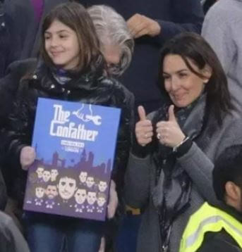 Elisabetta Muscarello with her daughter Vittoria seen paying tribute to her father with The Confather Canvas in 2017.